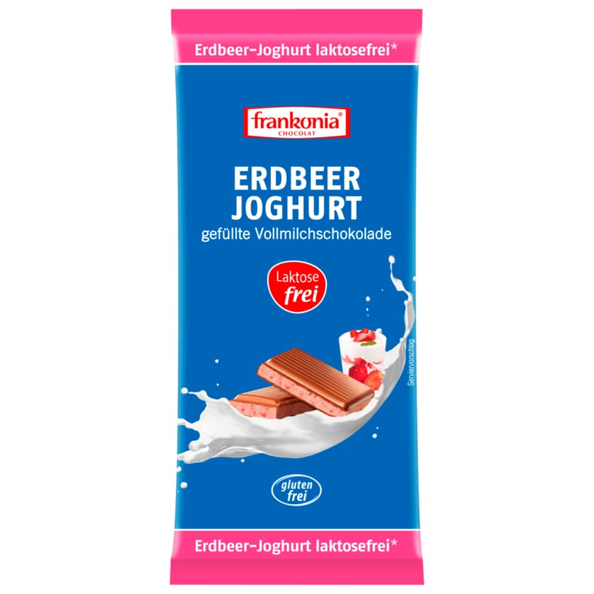 Frankonia Erdbeer Joghurt gefüllte Vollmilchschokolade laktosefrei 100g